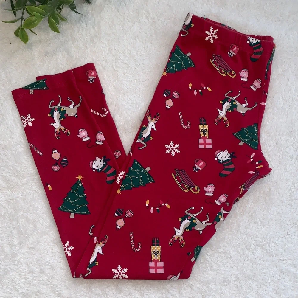 Children’s Place Christmas Holiday Red Leggings EUC Large 10/12